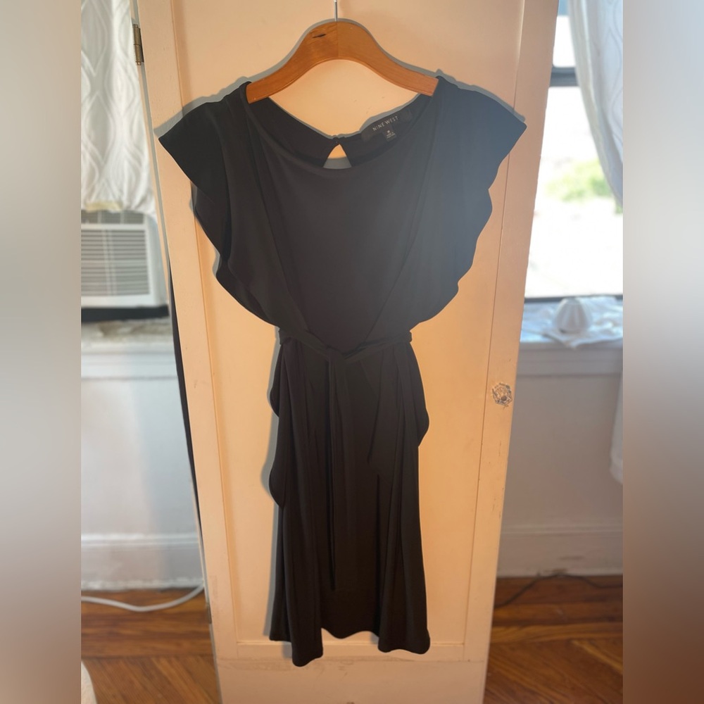Nine West Flutter Sleeve Black Dress